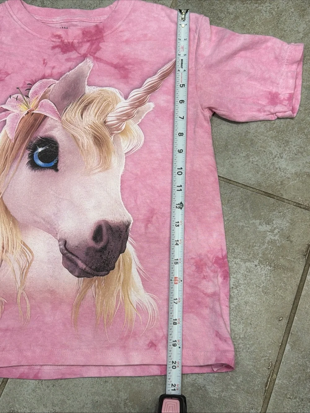 Girls The Mountain Pink Summer Unicorn Tie Dye T-Shirt Size Large